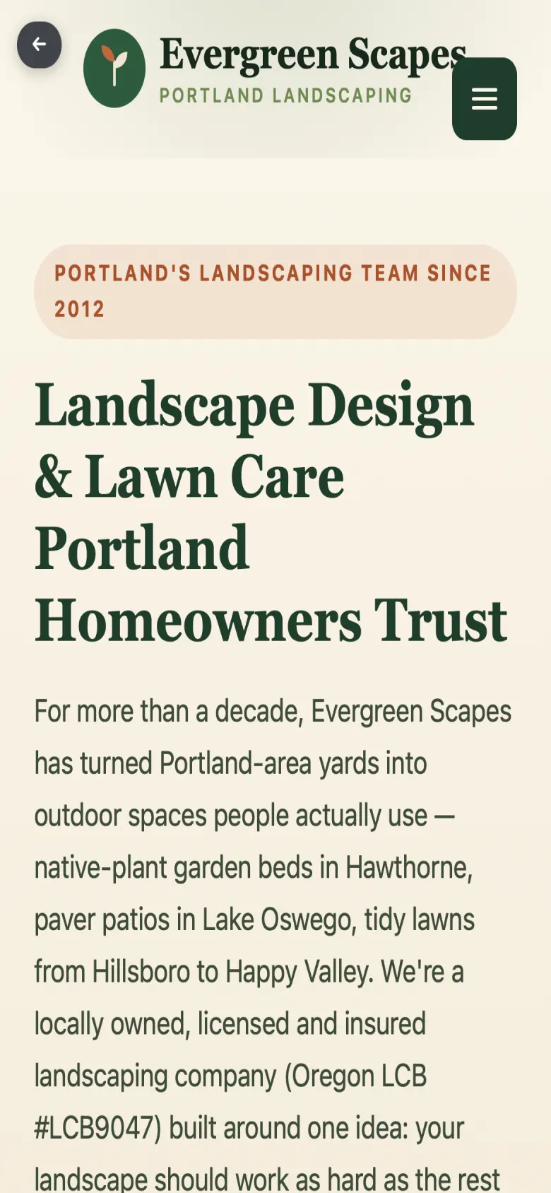 Landscaping website preview